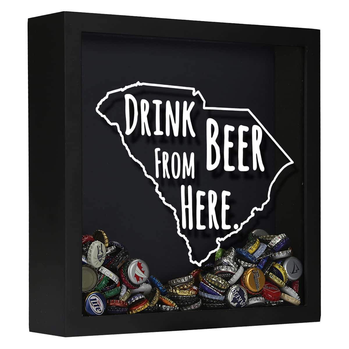 Torched Products Shadow Box Black South Carolina Drink Beer From Here Beer Cap Shadow Box (781183844469)