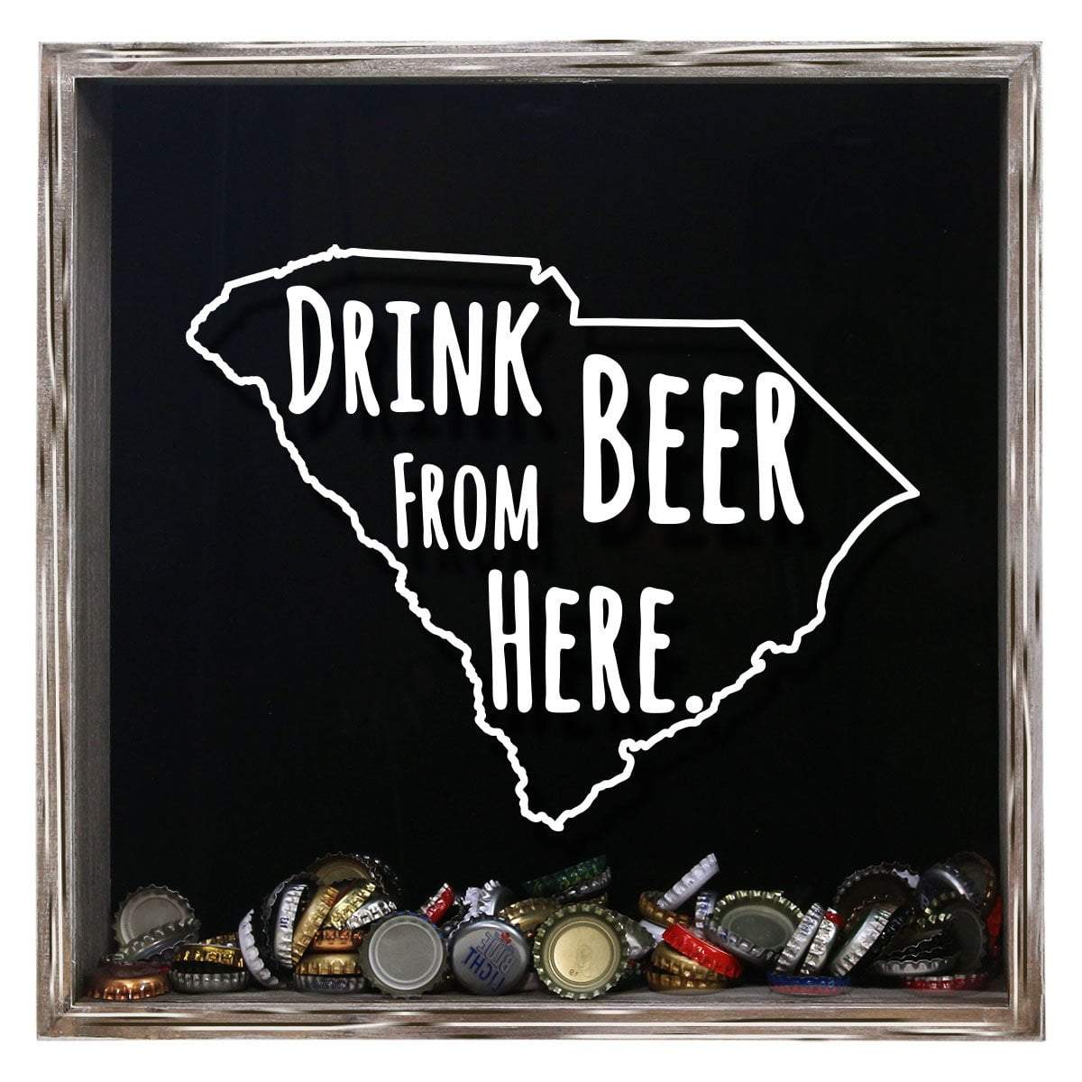 Torched Products Shadow Box Gray South Carolina Drink Beer From Here Beer Cap Shadow Box (781183844469)