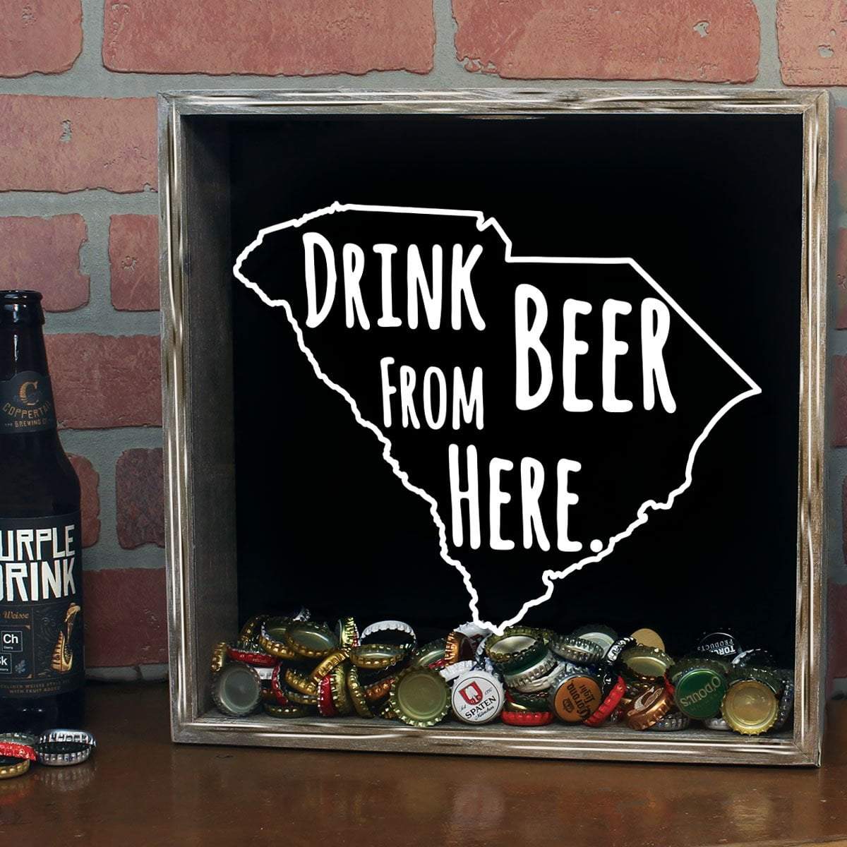Torched Products Shadow Box South Carolina Drink Beer From Here Beer Cap Shadow Box (781183844469)