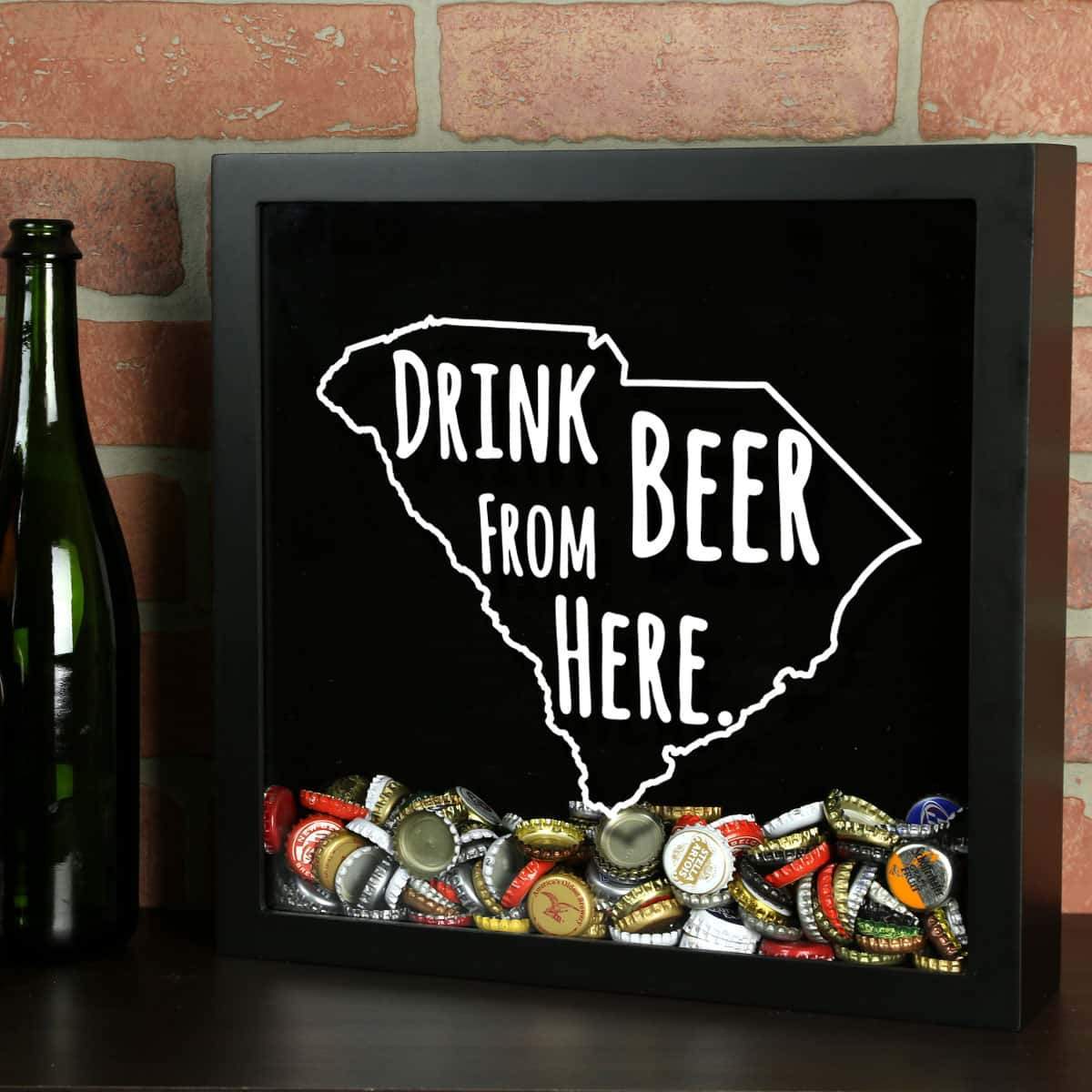 Torched Products Shadow Box Black South Carolina Drink Beer From Here Beer Cap Shadow Box (781183844469)