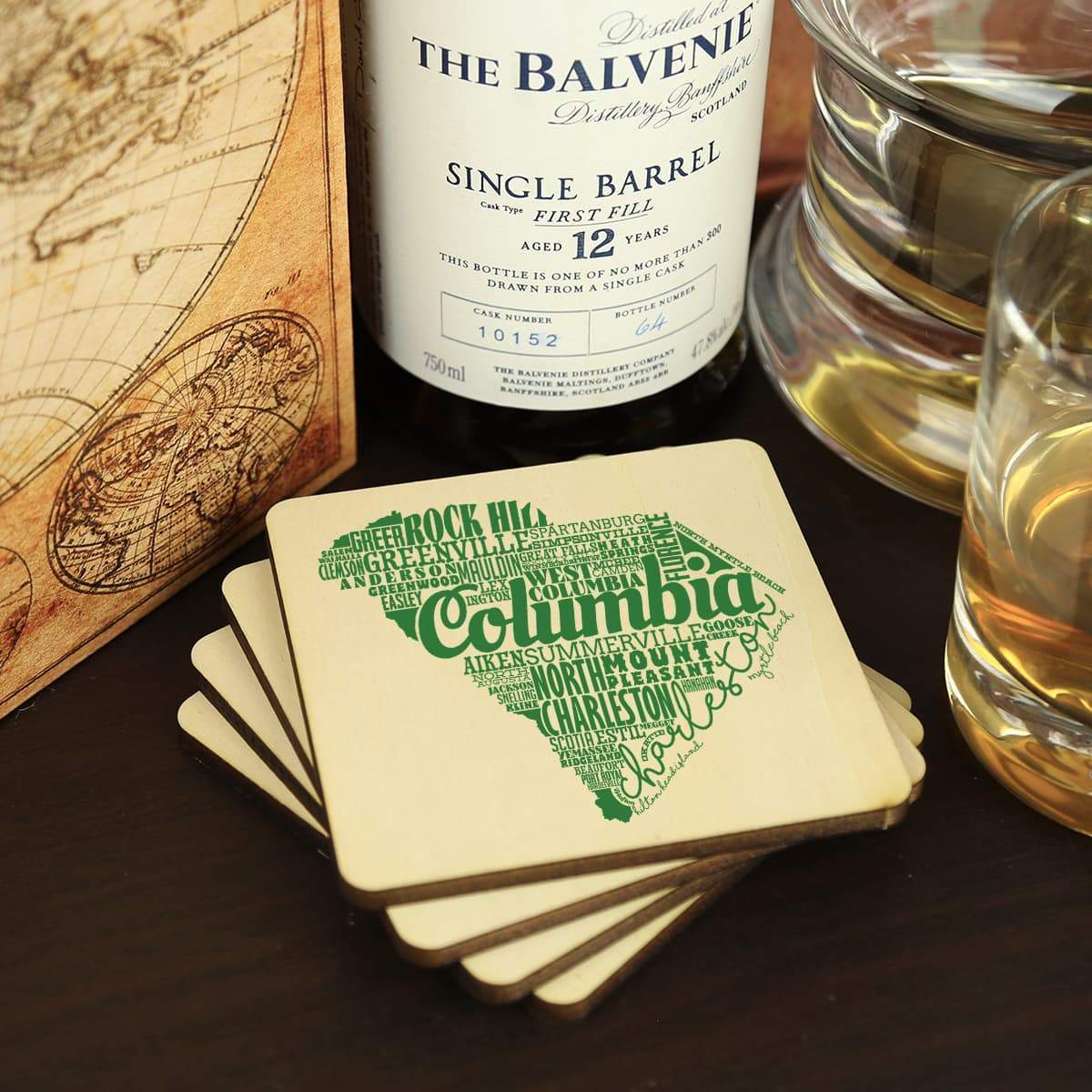 Torched Products Coasters South Carolina Typography Coaster (787841056885)