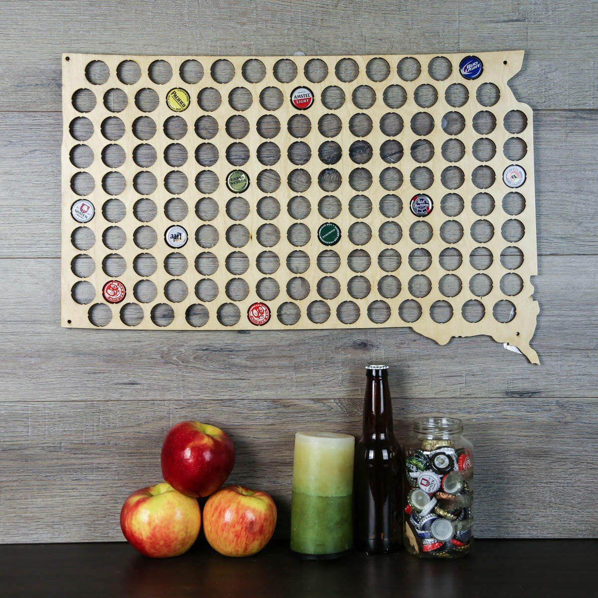 Torched Products Beer Bottle Cap Holder South Dakota Beer Cap Map (777580740725)