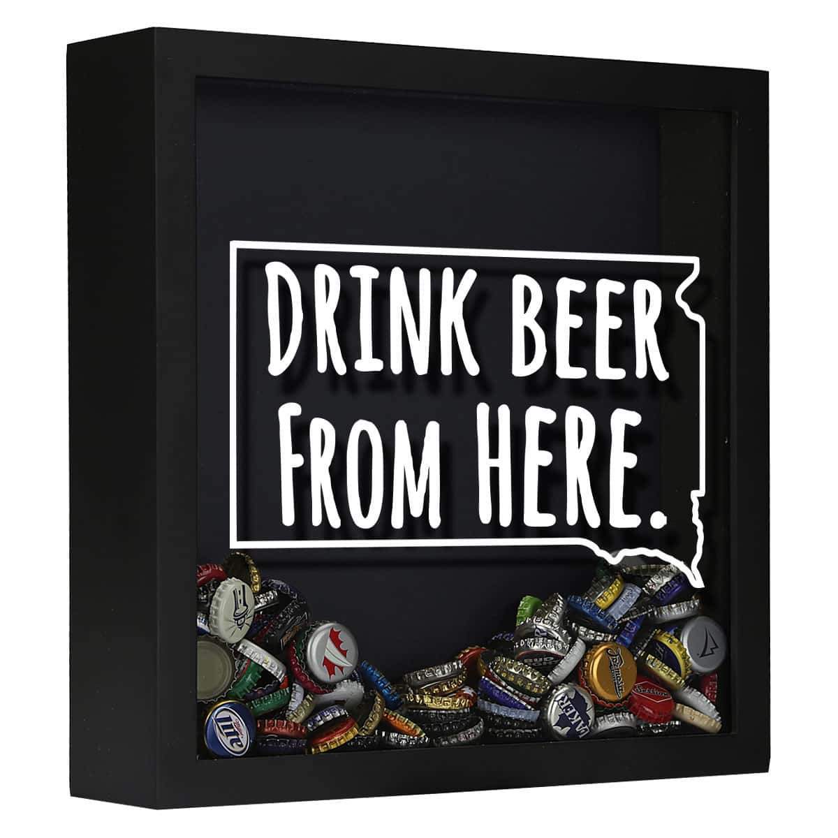 Torched Products Shadow Box Black South Dakota Drink Beer From Here Beer Cap Shadow Box (781184139381)