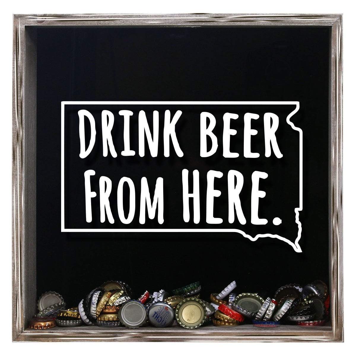 Torched Products Shadow Box Gray South Dakota Drink Beer From Here Beer Cap Shadow Box (781184139381)