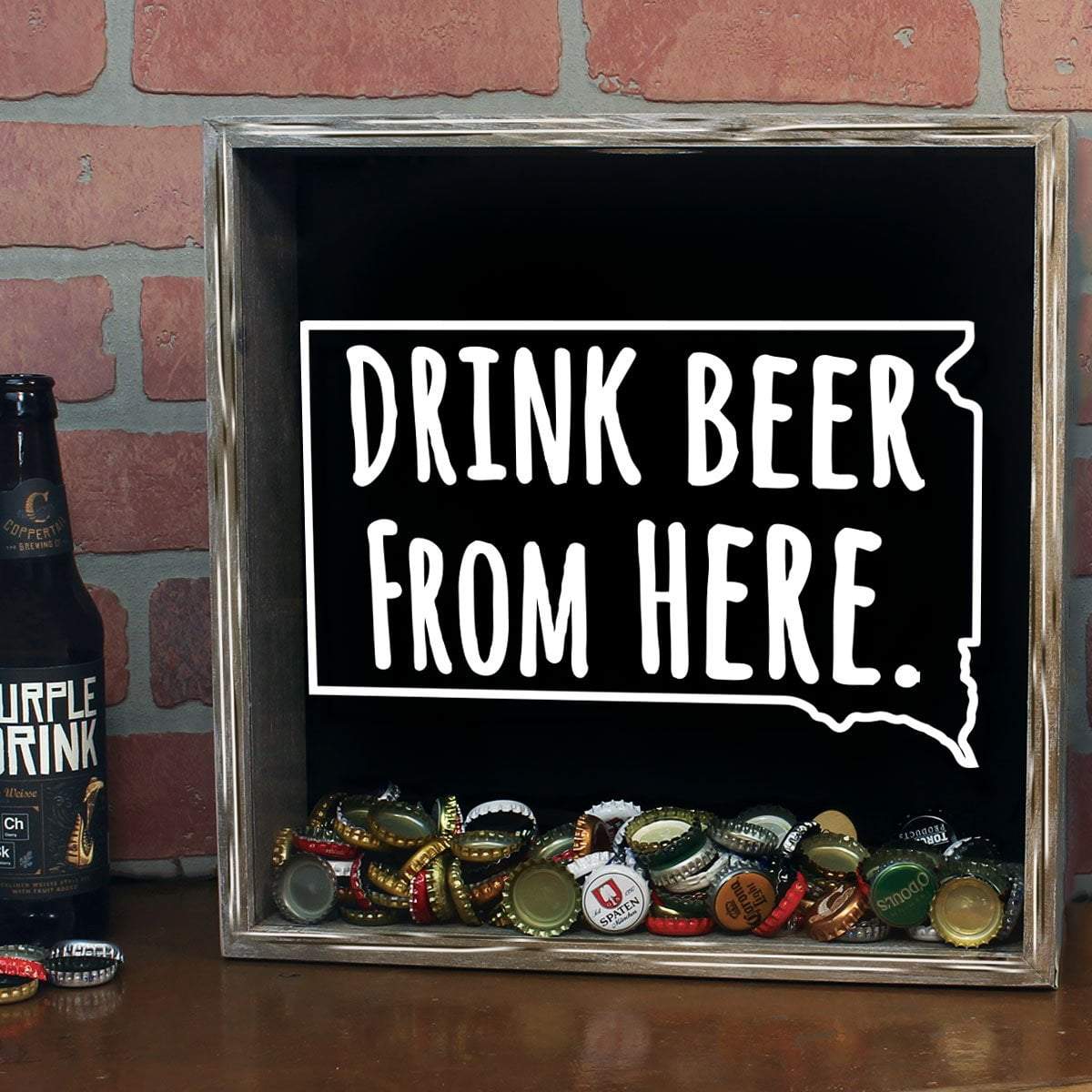 Torched Products Shadow Box South Dakota Drink Beer From Here Beer Cap Shadow Box (781184139381)