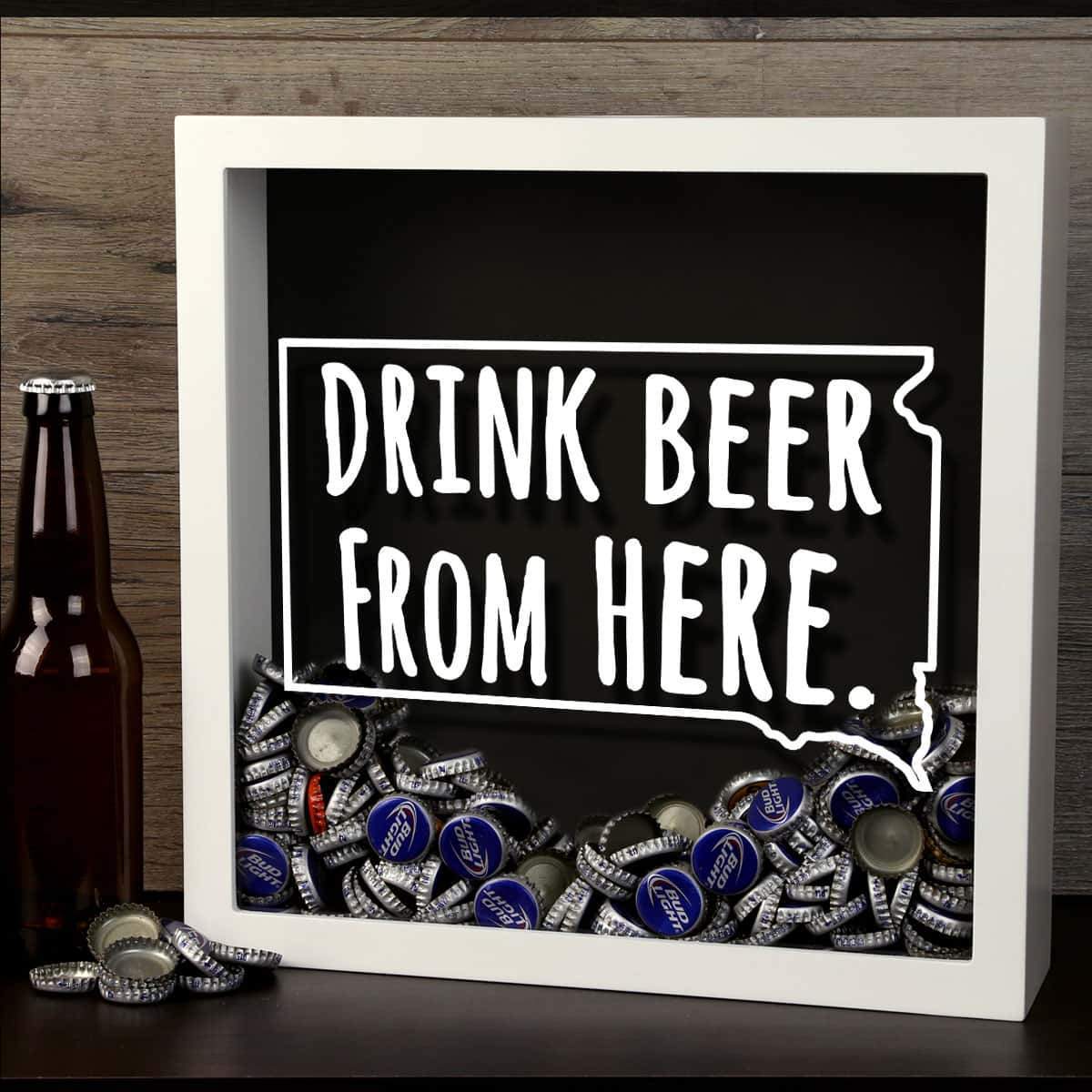 Torched Products Shadow Box South Dakota Drink Beer From Here Beer Cap Shadow Box (781184139381)