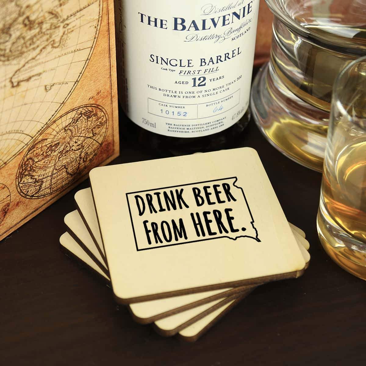 Torched Products Coasters South Dakota Drink Beer From Here Coasters (781457358965)