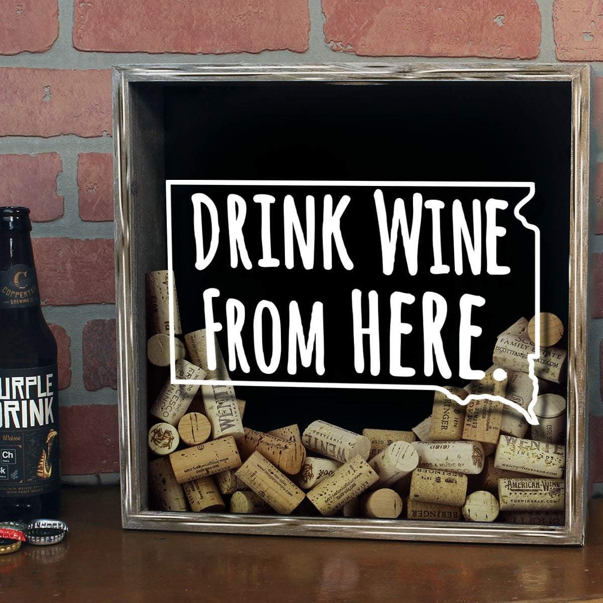 Torched Products Shadow Box South Dakota Drink Wine From Here Wine Cork Shadow Box (795785986165)