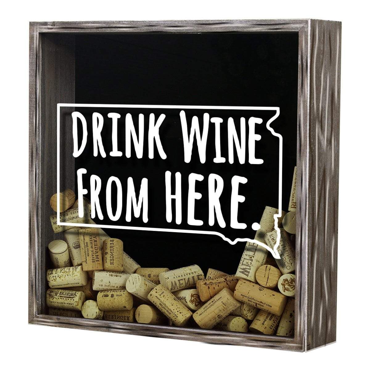 Torched Products Shadow Box South Dakota Drink Wine From Here Wine Cork Shadow Box (795785986165)