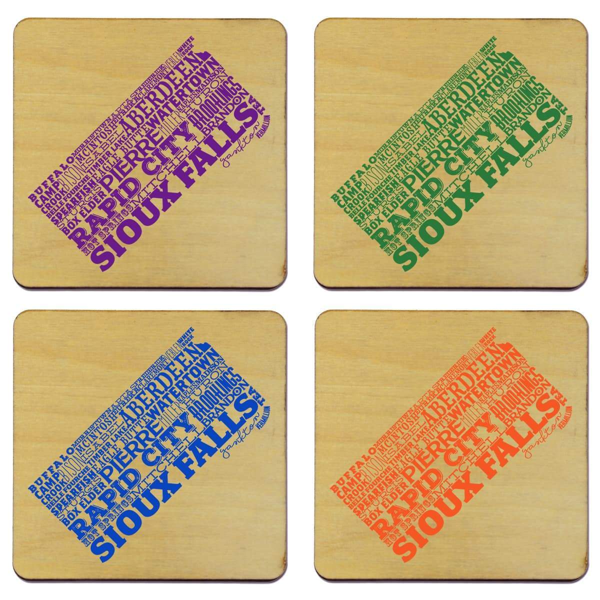 Torched Products Coasters South Dakota Typography Coaster (787841450101)