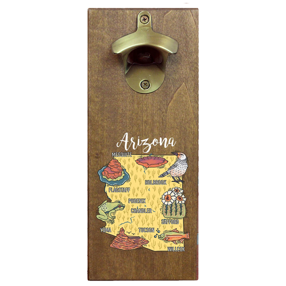 Torched Products Barware Arizona State Map Design Cap Catching Magnetic Bottle Opener