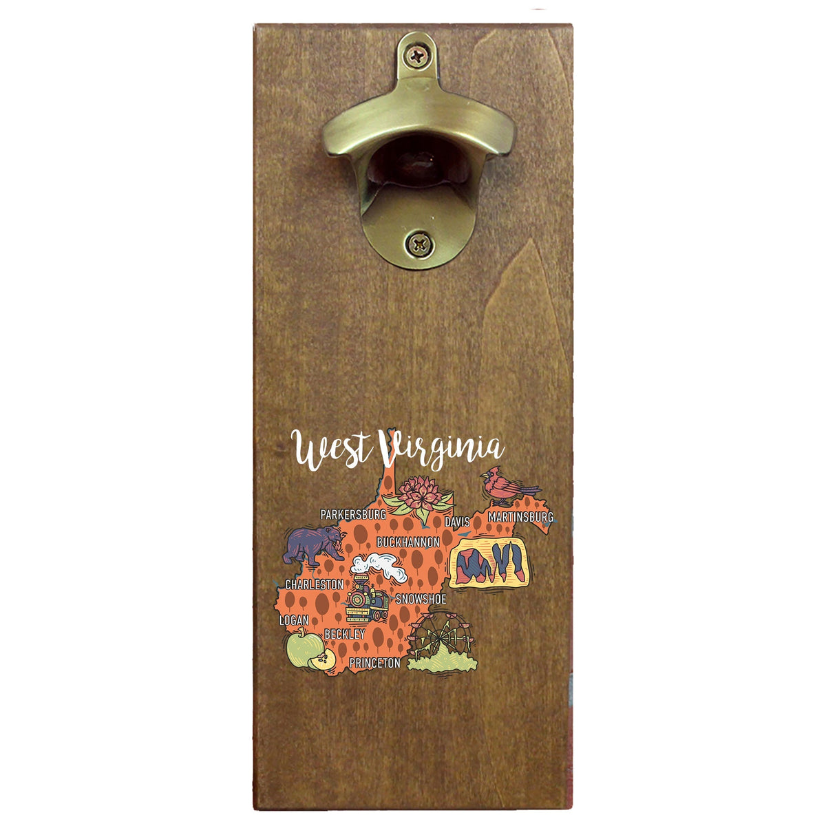 Torched Products Barware State Map Design Cap Catching Magnetic Bottle Opener