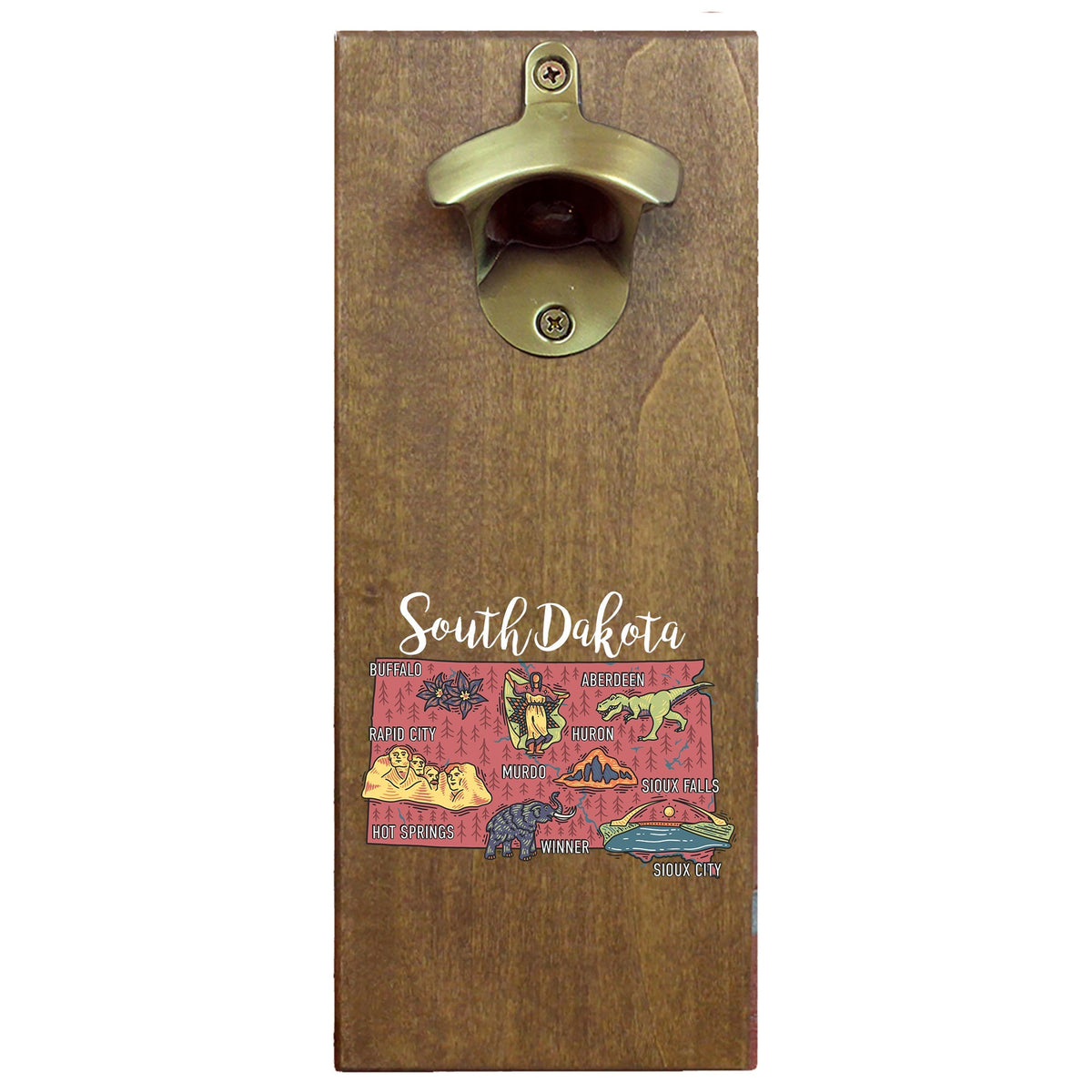 Torched Products Barware State Map Design Cap Catching Magnetic Bottle Opener