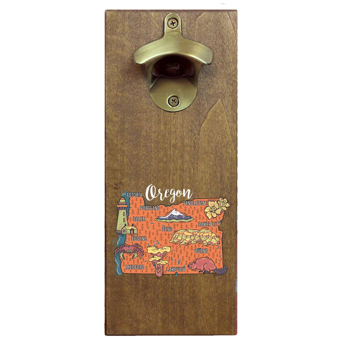 Torched Products Barware State Map Design Cap Catching Magnetic Bottle Opener