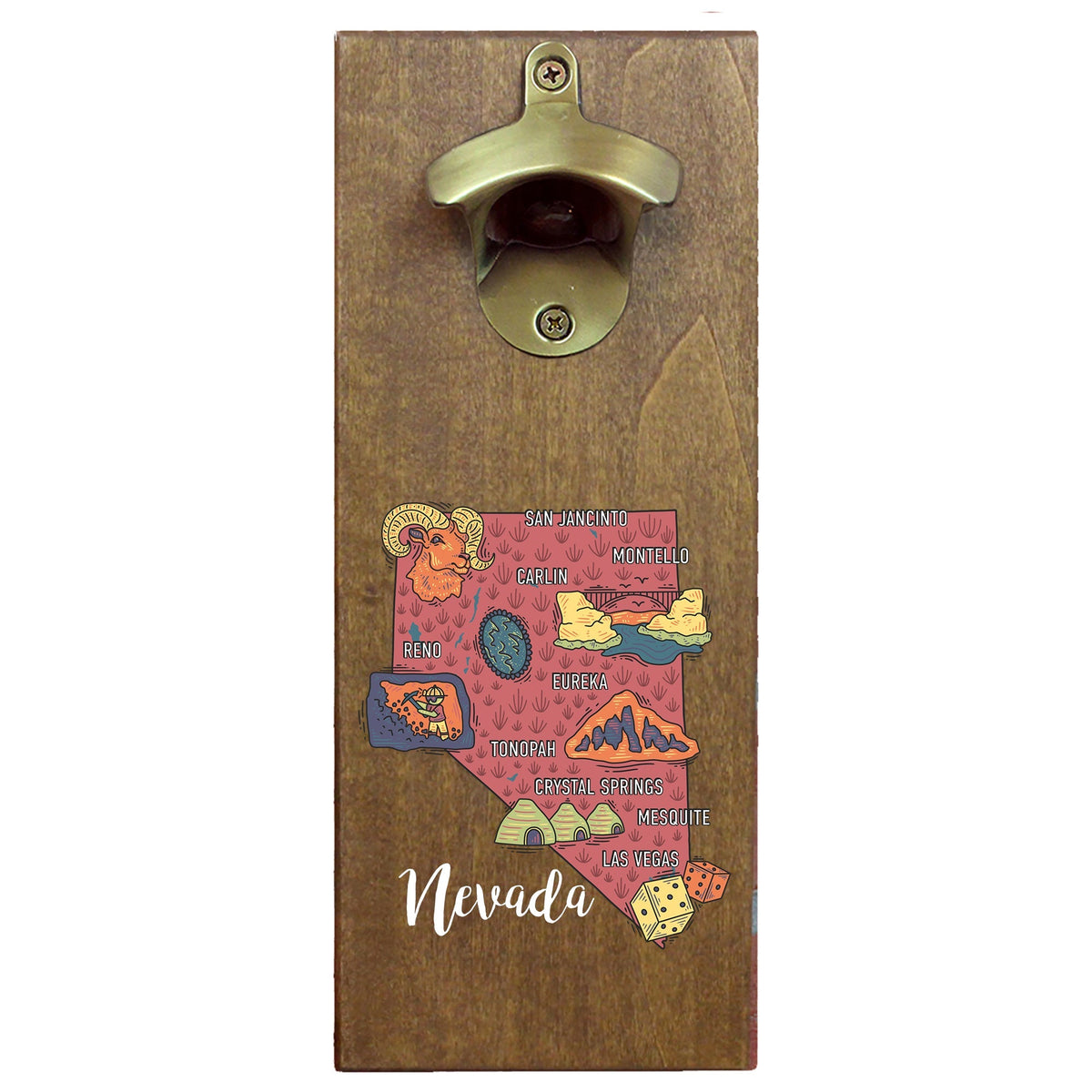 Torched Products Barware State Map Design Cap Catching Magnetic Bottle Opener