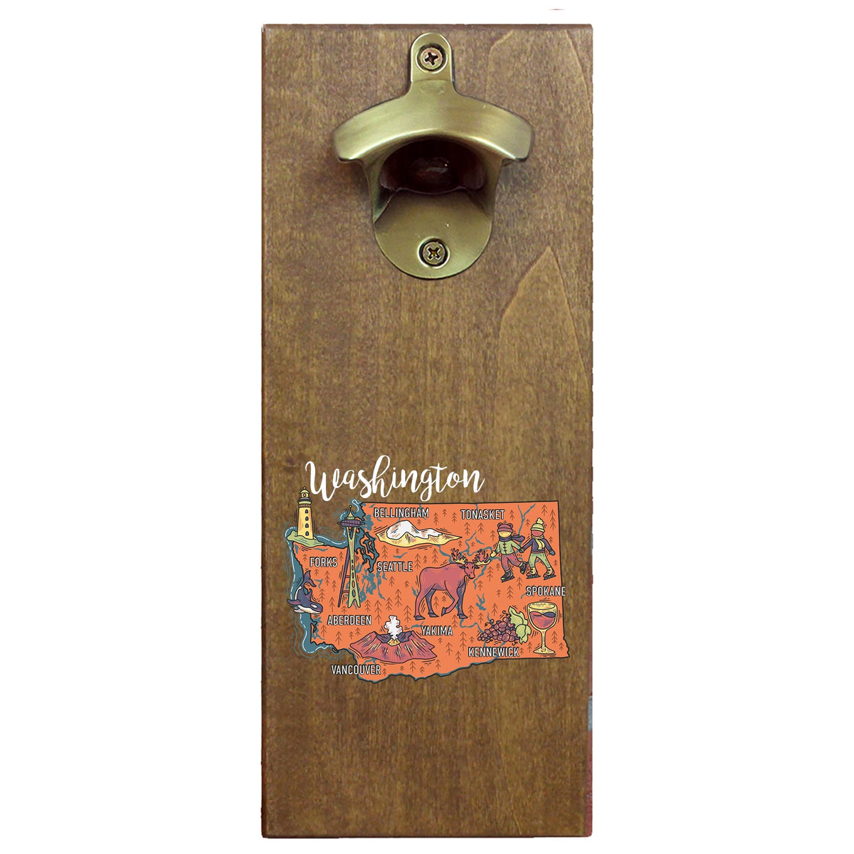 Torched Products Barware State Map Design Cap Catching Magnetic Bottle Opener