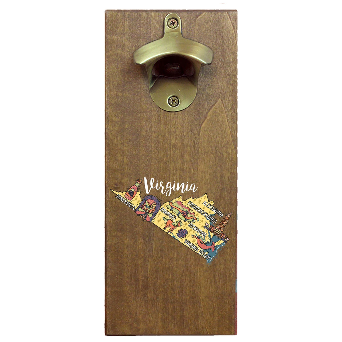 Torched Products Barware State Map Design Cap Catching Magnetic Bottle Opener