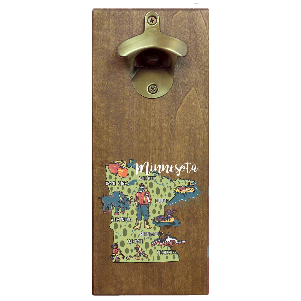 Torched Products Barware State Map Design Cap Catching Magnetic Bottle Opener