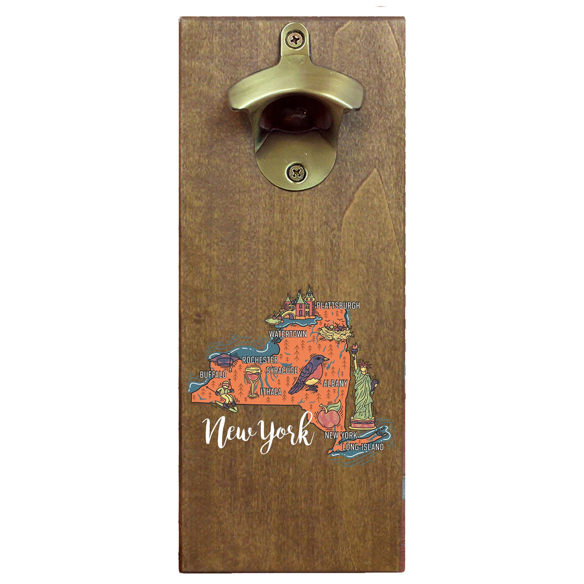 Torched Products Barware State Map Design Cap Catching Magnetic Bottle Opener