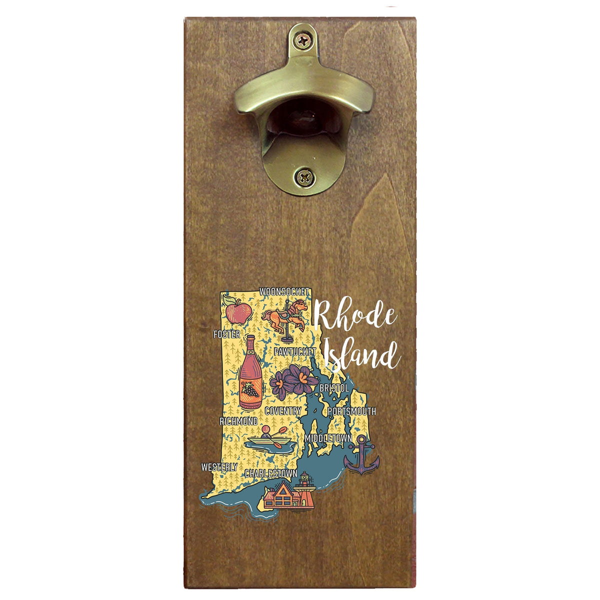 Torched Products Barware State Map Design Cap Catching Magnetic Bottle Opener