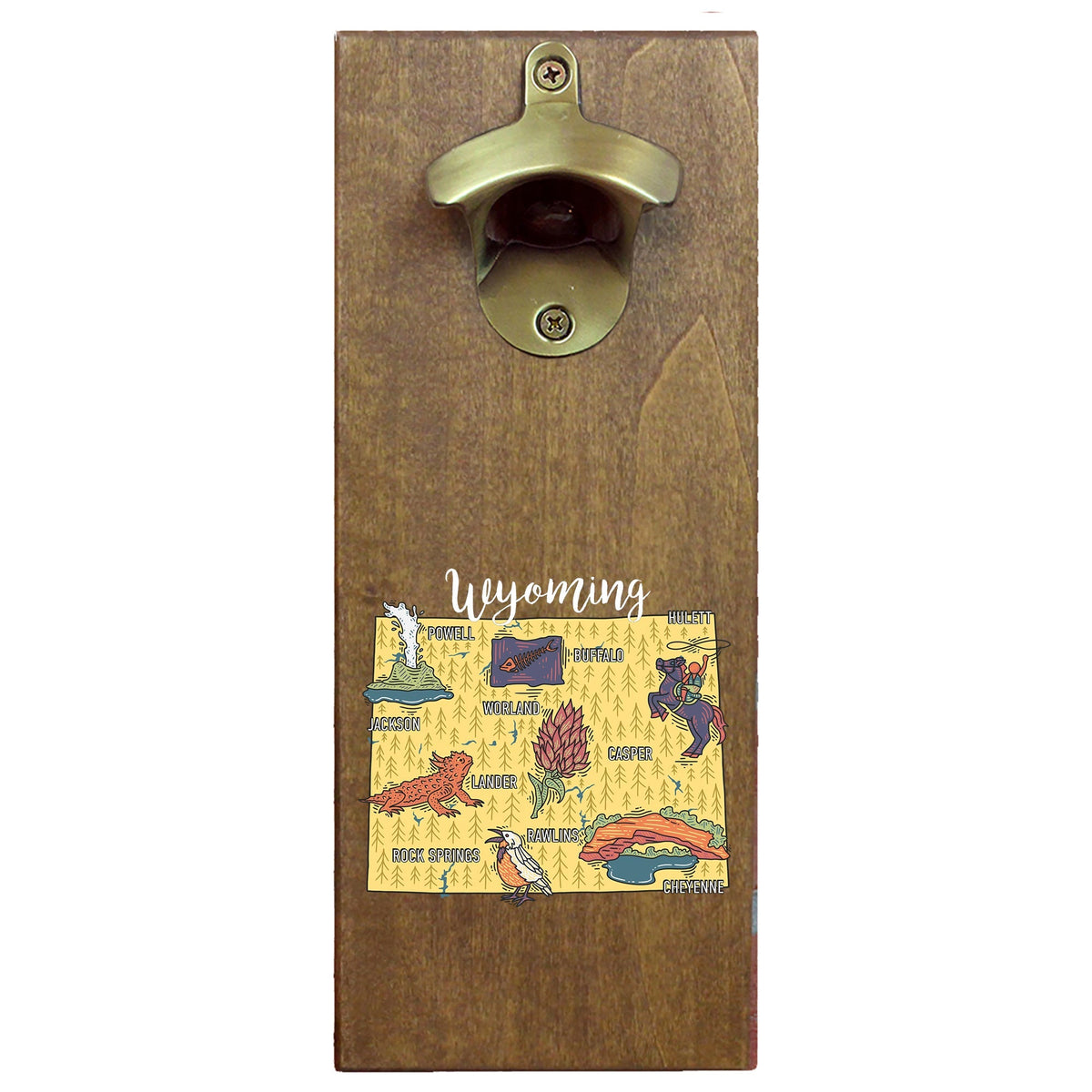 Torched Products Barware State Map Design Cap Catching Magnetic Bottle Opener