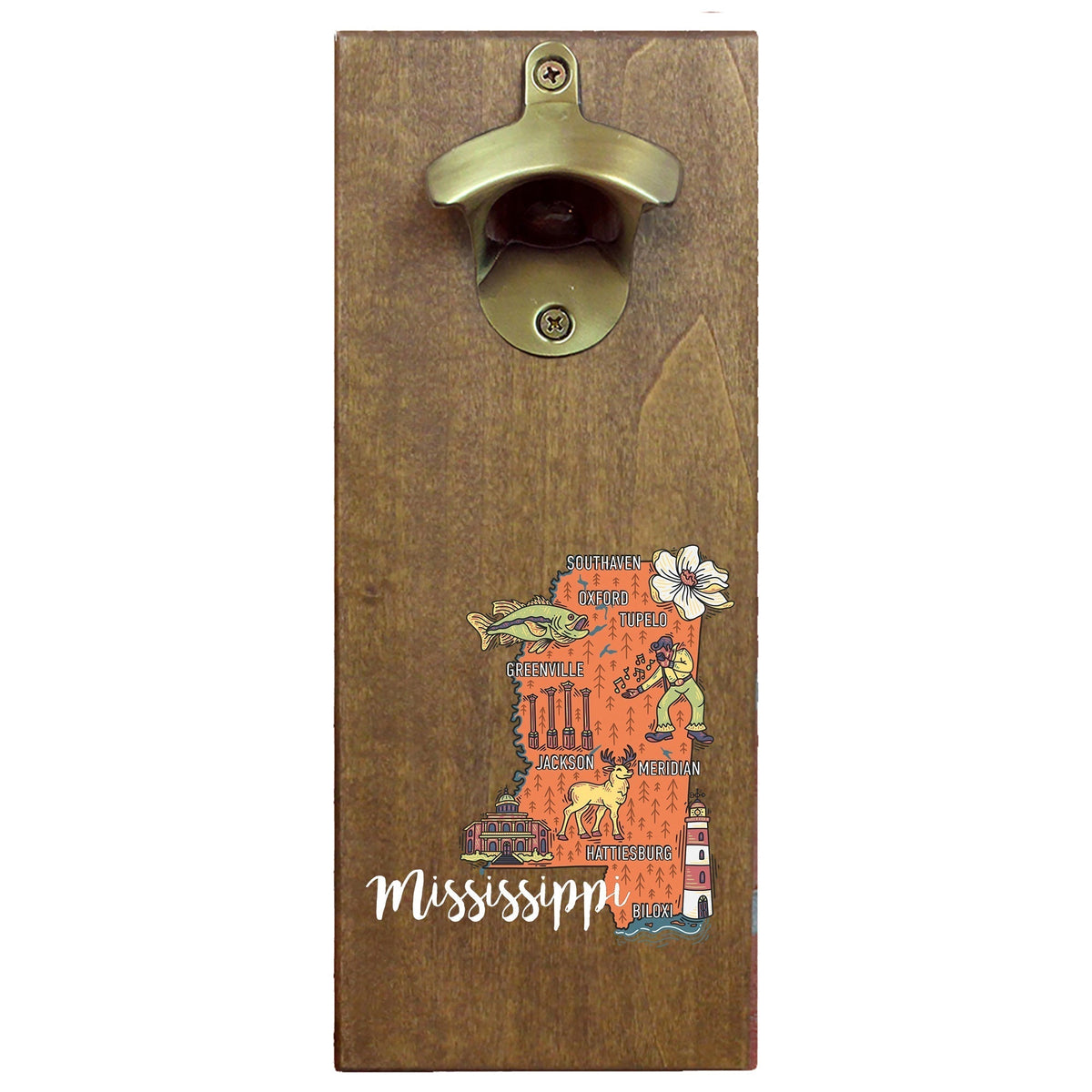 Torched Products Barware State Map Design Cap Catching Magnetic Bottle Opener