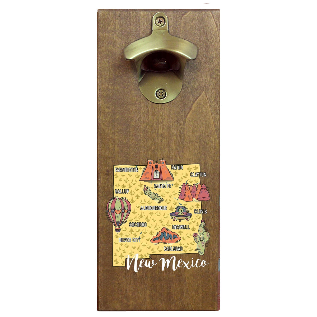 Torched Products Barware State Map Design Cap Catching Magnetic Bottle Opener