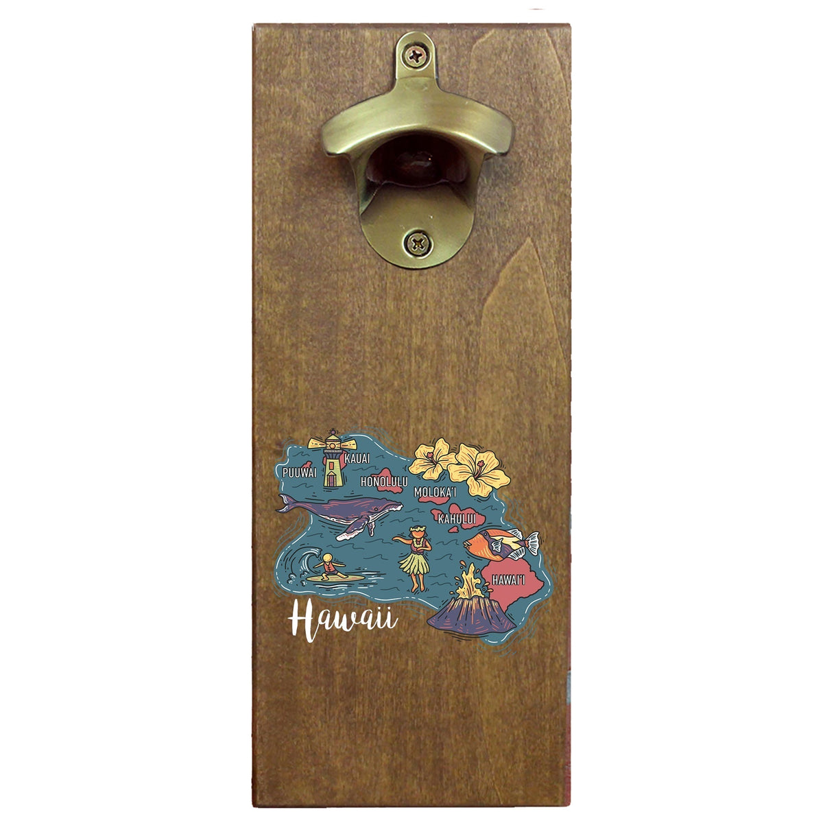 Torched Products Barware Hawaii State Map Design Cap Catching Magnetic Bottle Opener