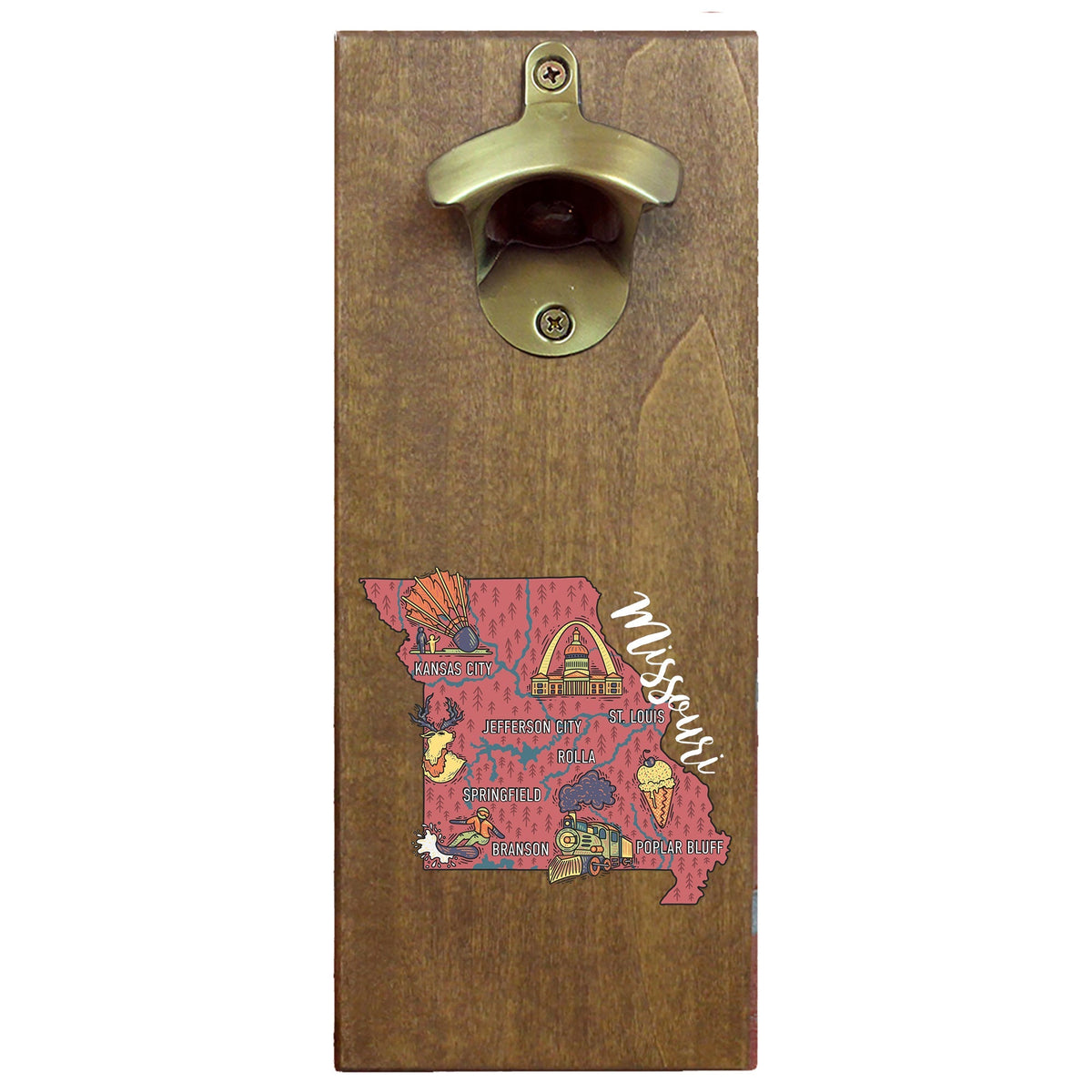 Torched Products Barware Missouri State Map Design Cap Catching Magnetic Bottle Opener