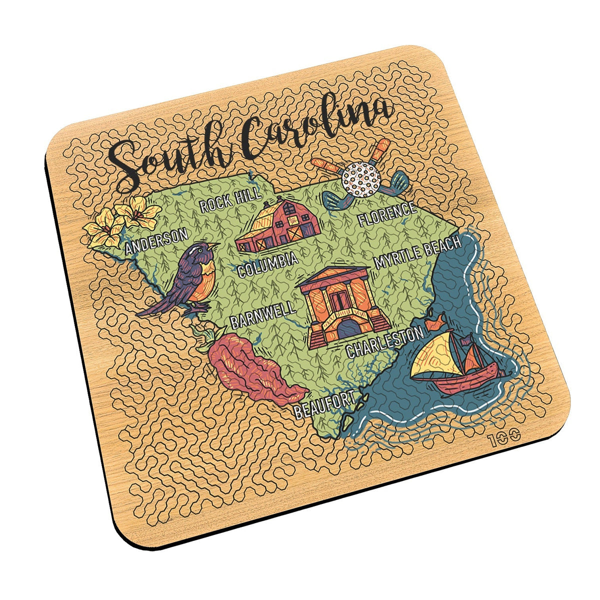 Torched Products Barware State Map Design Mind Bending Octagonal 100 Piece Puzzle