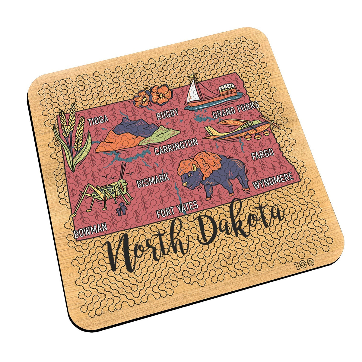 Torched Products Barware State Map Design Mind Bending Octagonal 100 Piece Puzzle