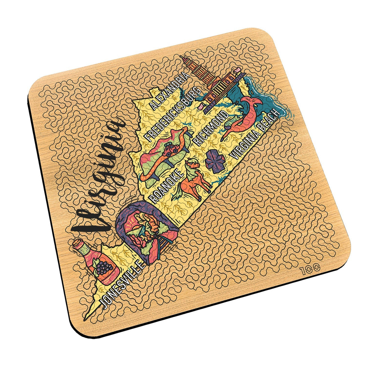 Torched Products Barware State Map Design Mind Bending Octagonal 100 Piece Puzzle