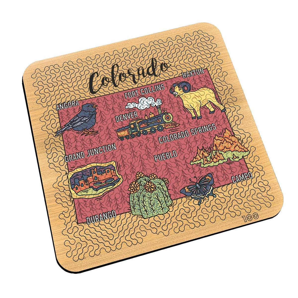 Torched Products Barware Colorado State Map Design Mind Bending Octagonal 100 Piece Puzzle