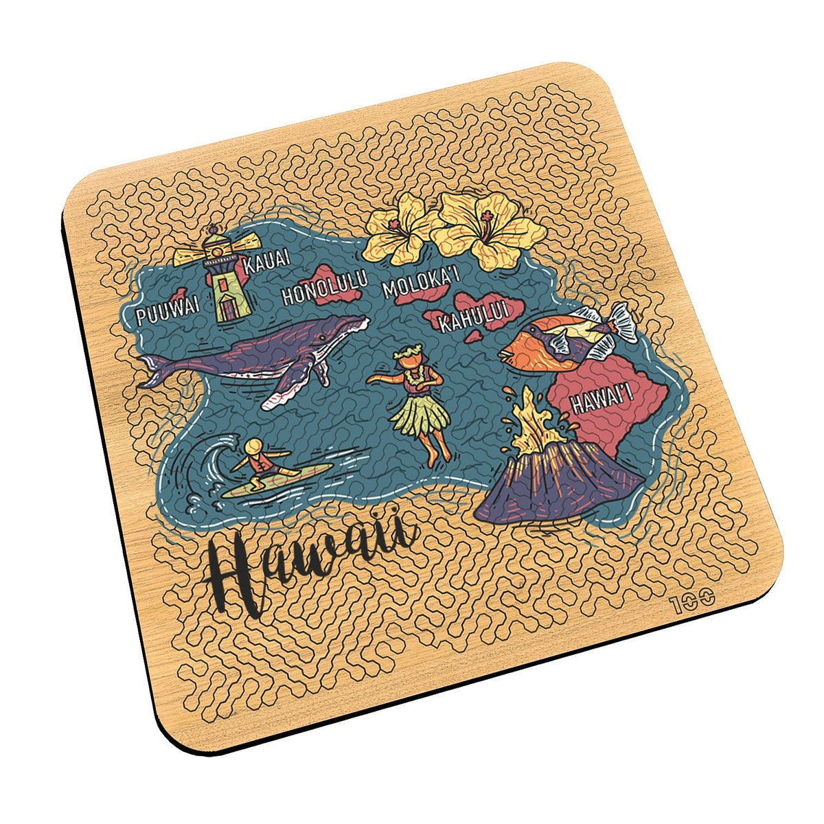 Torched Products Barware Hawaii State Map Design Mind Bending Octagonal 100 Piece Puzzle