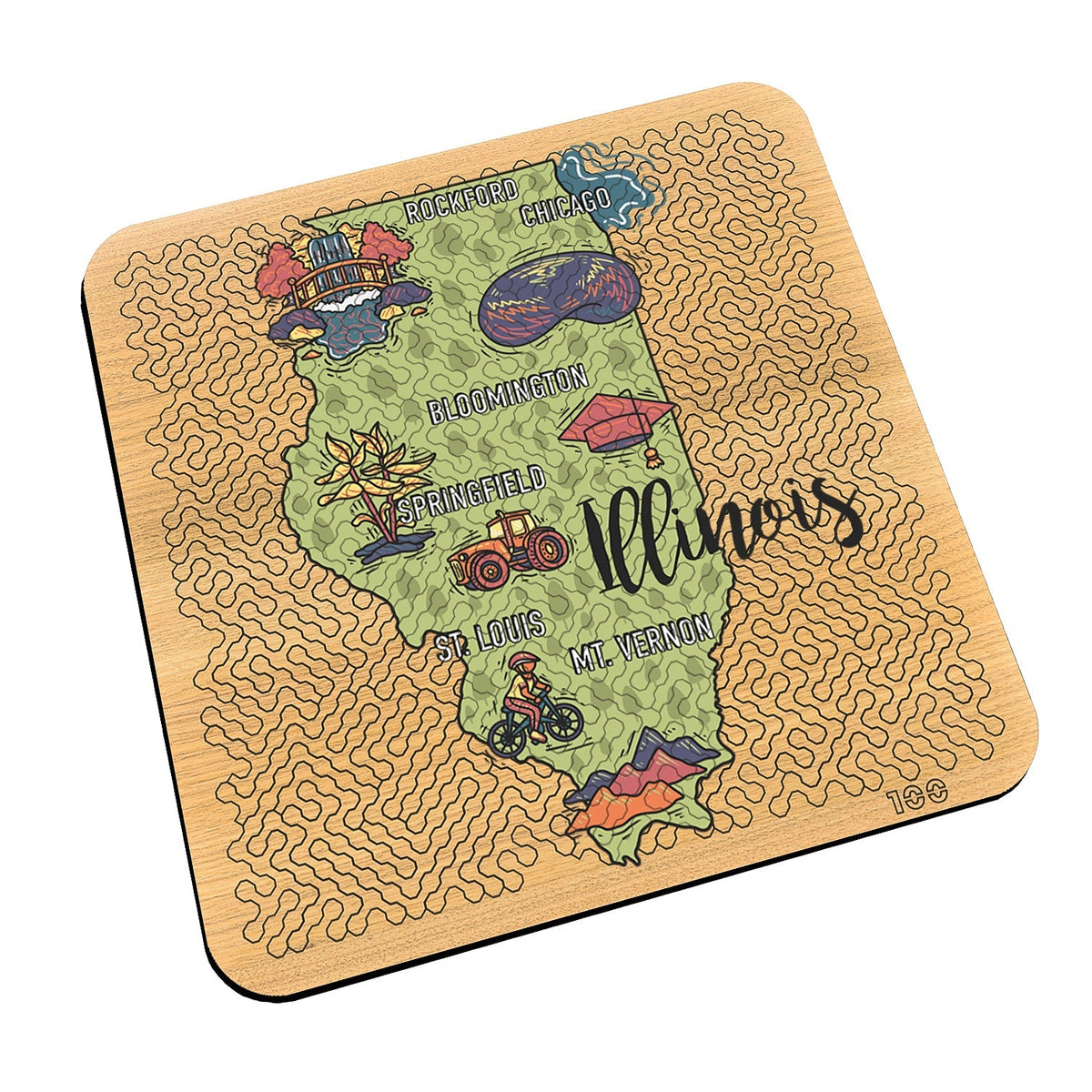 Torched Products Barware Illinois State Map Design Mind Bending Octagonal 100 Piece Puzzle
