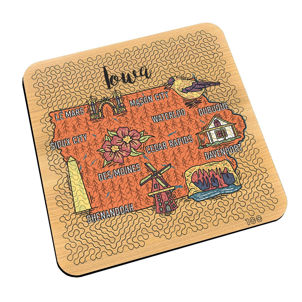 Torched Products Barware Iowa State Map Design Mind Bending Octagonal 100 Piece Puzzle