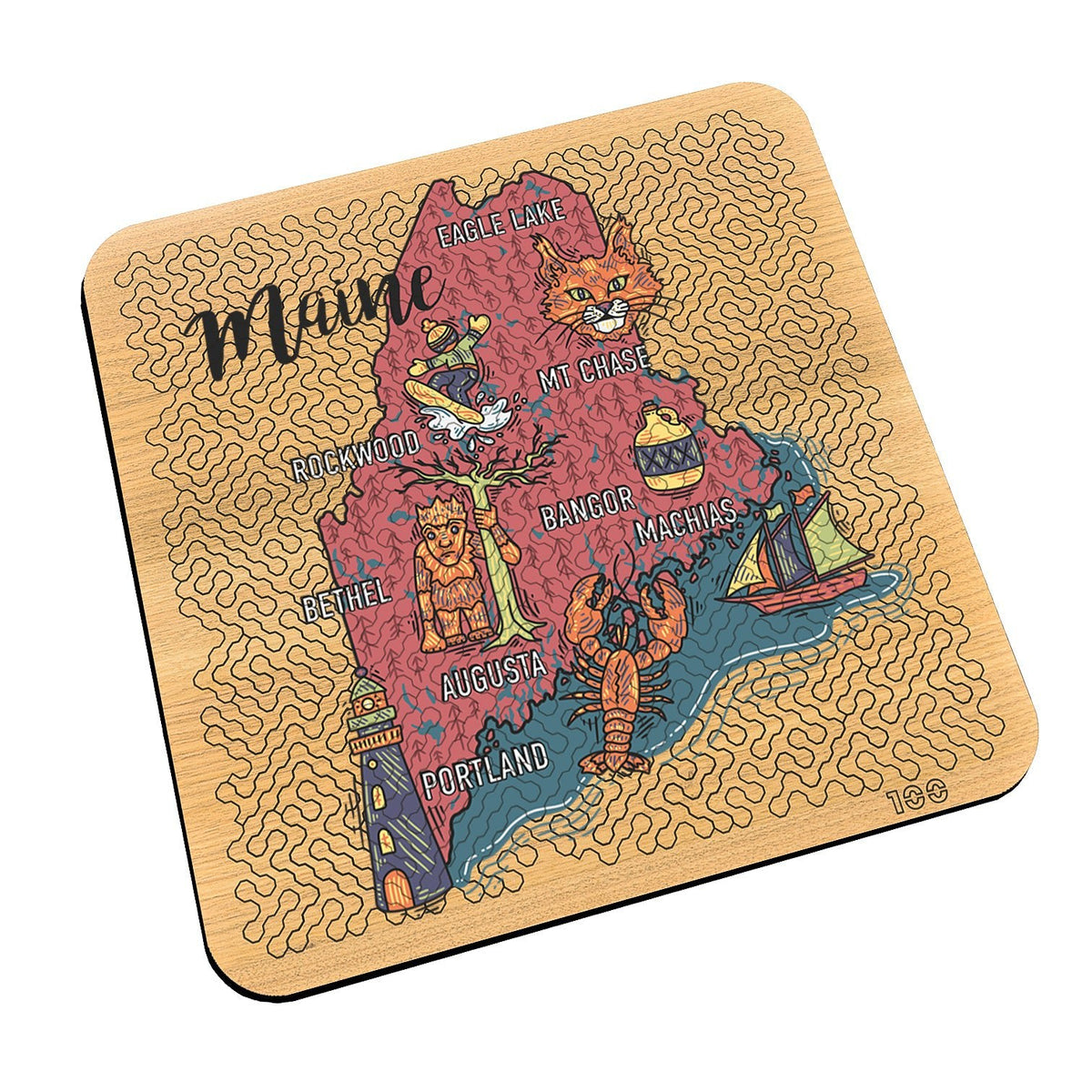 Torched Products Barware Maine State Map Design Mind Bending Octagonal 100 Piece Puzzle