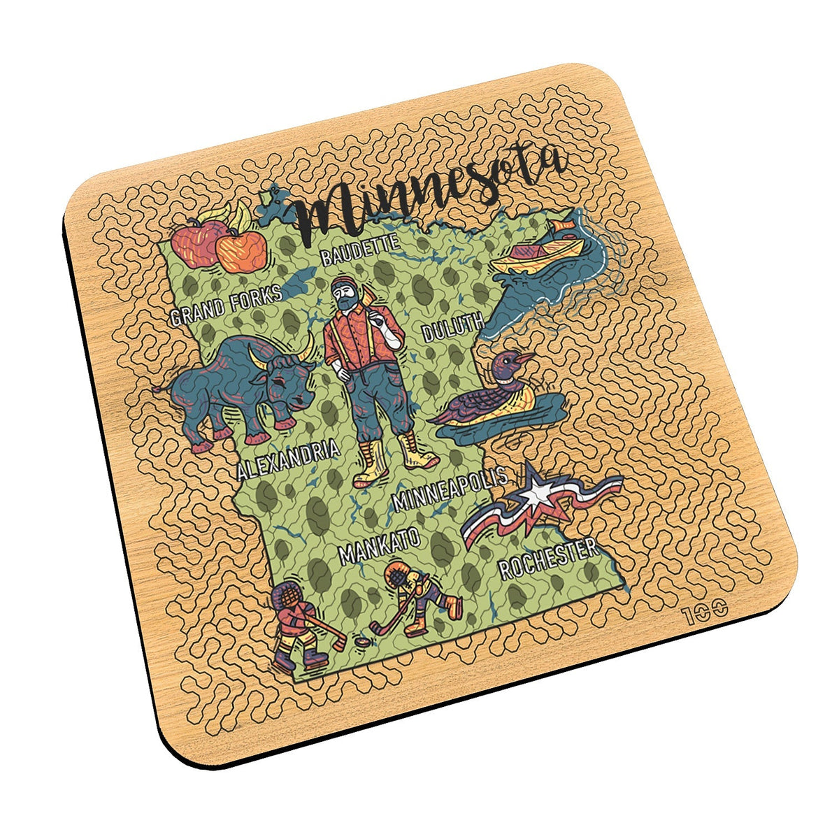 Torched Products Barware Minnesota State Map Design Mind Bending Octagonal 100 Piece Puzzle
