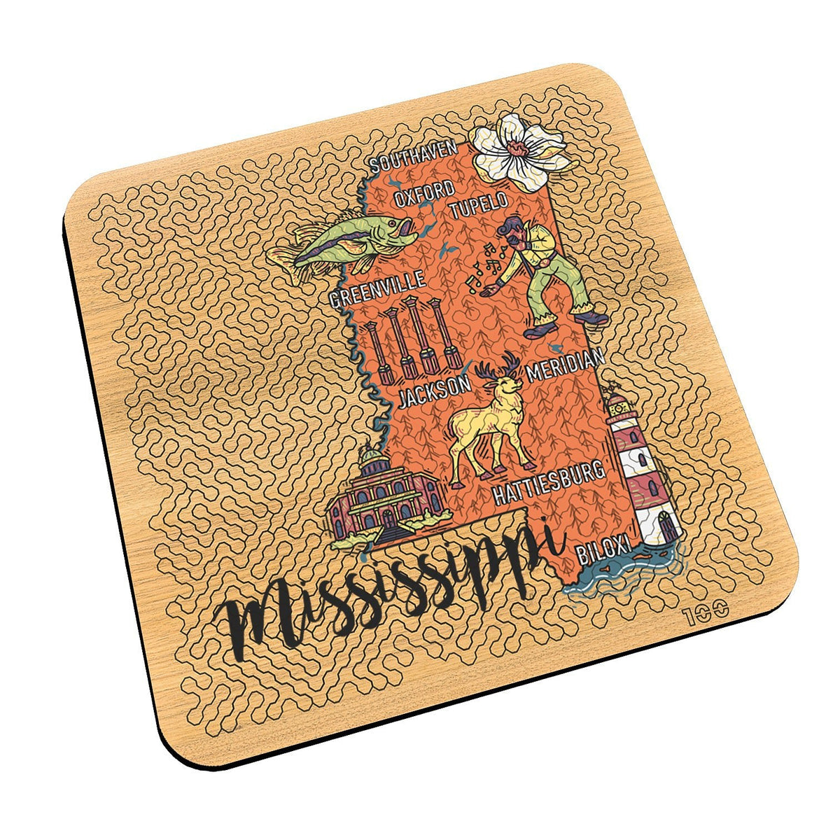 Torched Products Barware Mississippi State Map Design Mind Bending Octagonal 100 Piece Puzzle