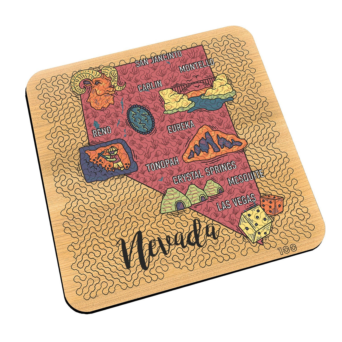 Torched Products Barware Nevada State Map Design Mind Bending Octagonal 100 Piece Puzzle