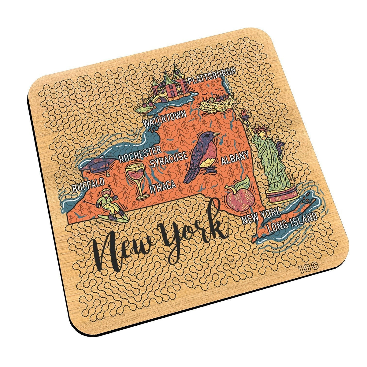 Torched Products Barware New York State Map Design Mind Bending Octagonal 100 Piece Puzzle