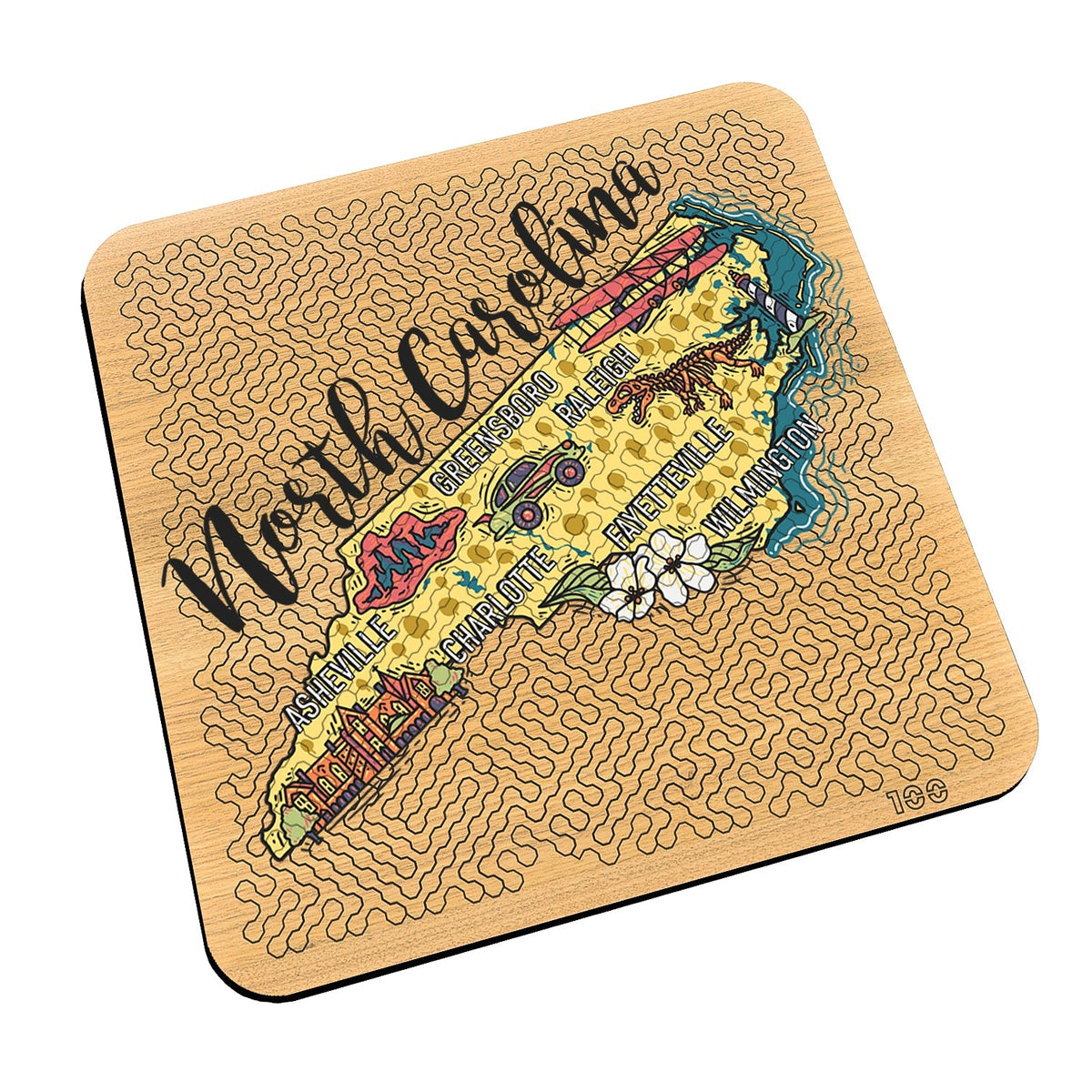 Torched Products Barware North Carolina State Map Design Mind Bending Octagonal 100 Piece Puzzle