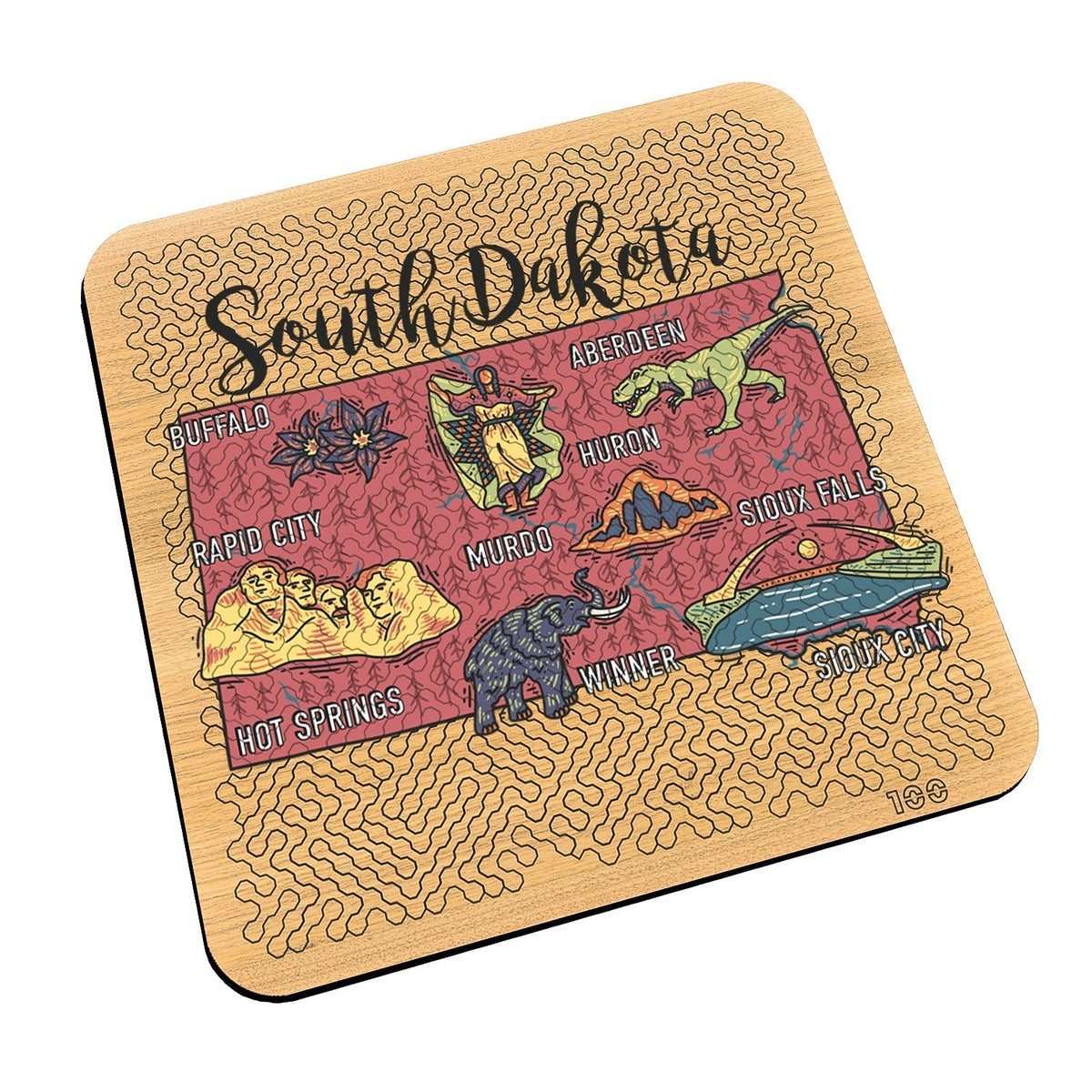 Torched Products Barware South Dakota State Map Design Mind Bending Octagonal 100 Piece Puzzle