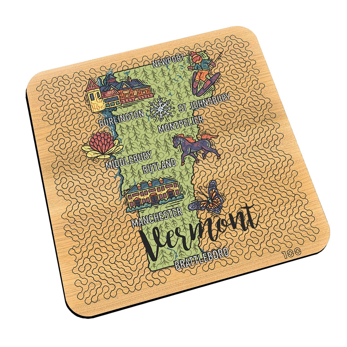 Torched Products Barware Vermont State Map Design Mind Bending Octagonal 100 Piece Puzzle