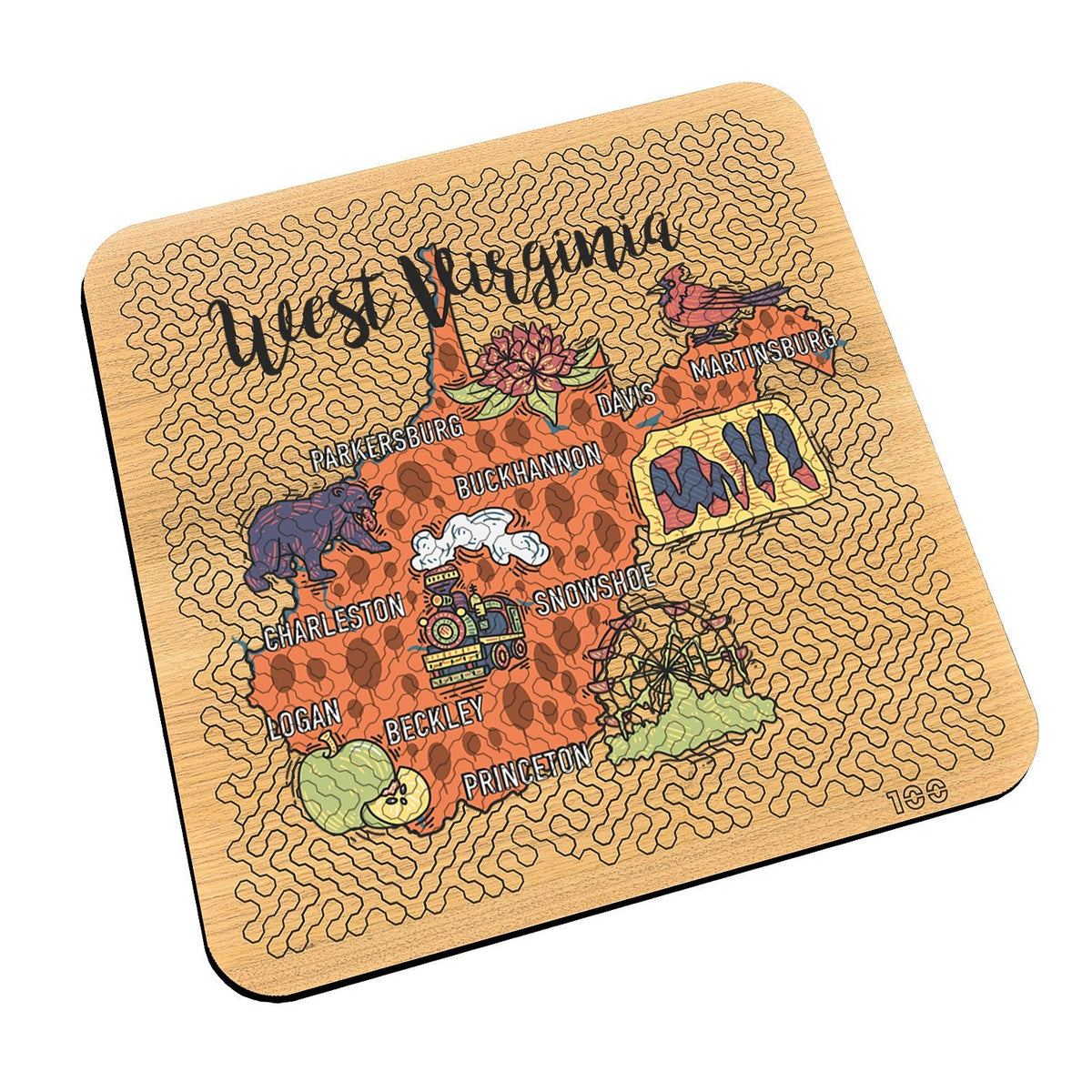 Torched Products Barware West Virginia State Map Design Mind Bending Octagonal 100 Piece Puzzle