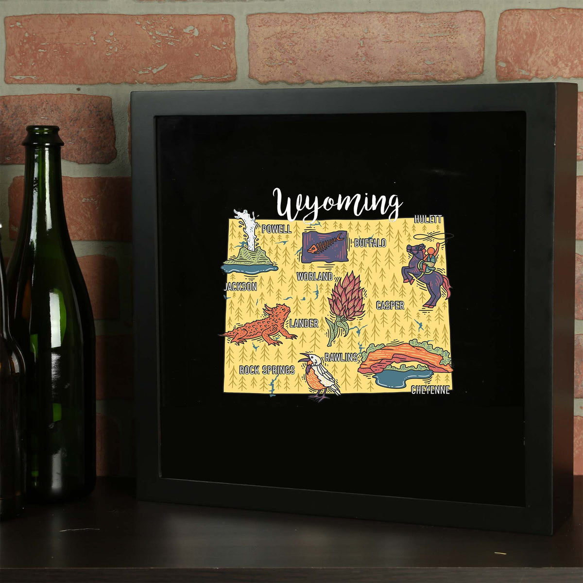 Torched Products Barware State Map Design Shadow Box