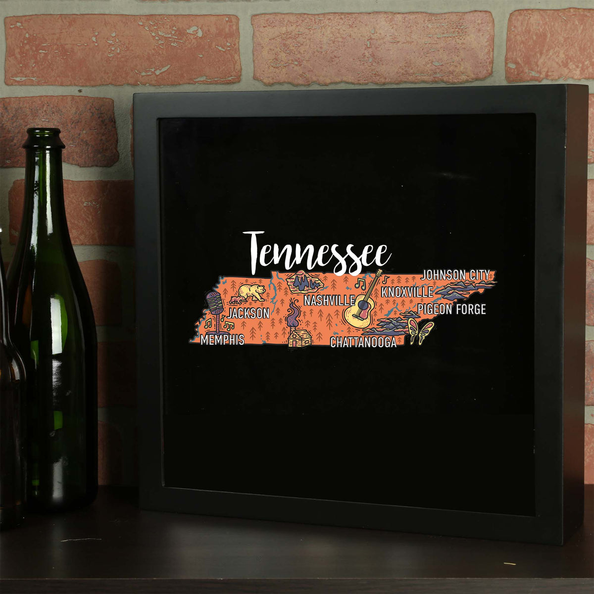 Torched Products Barware State Map Design Shadow Box