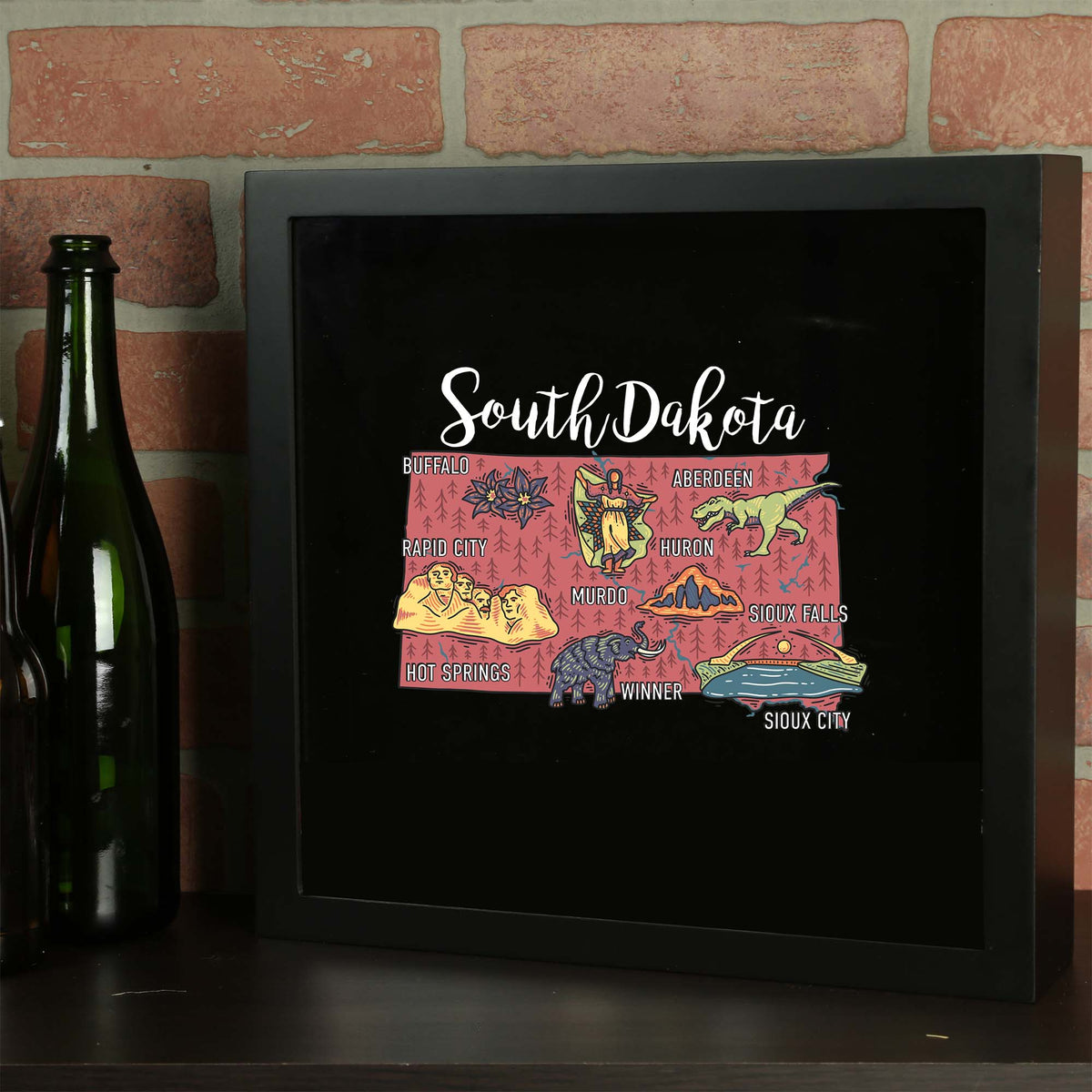 Torched Products Barware State Map Design Shadow Box