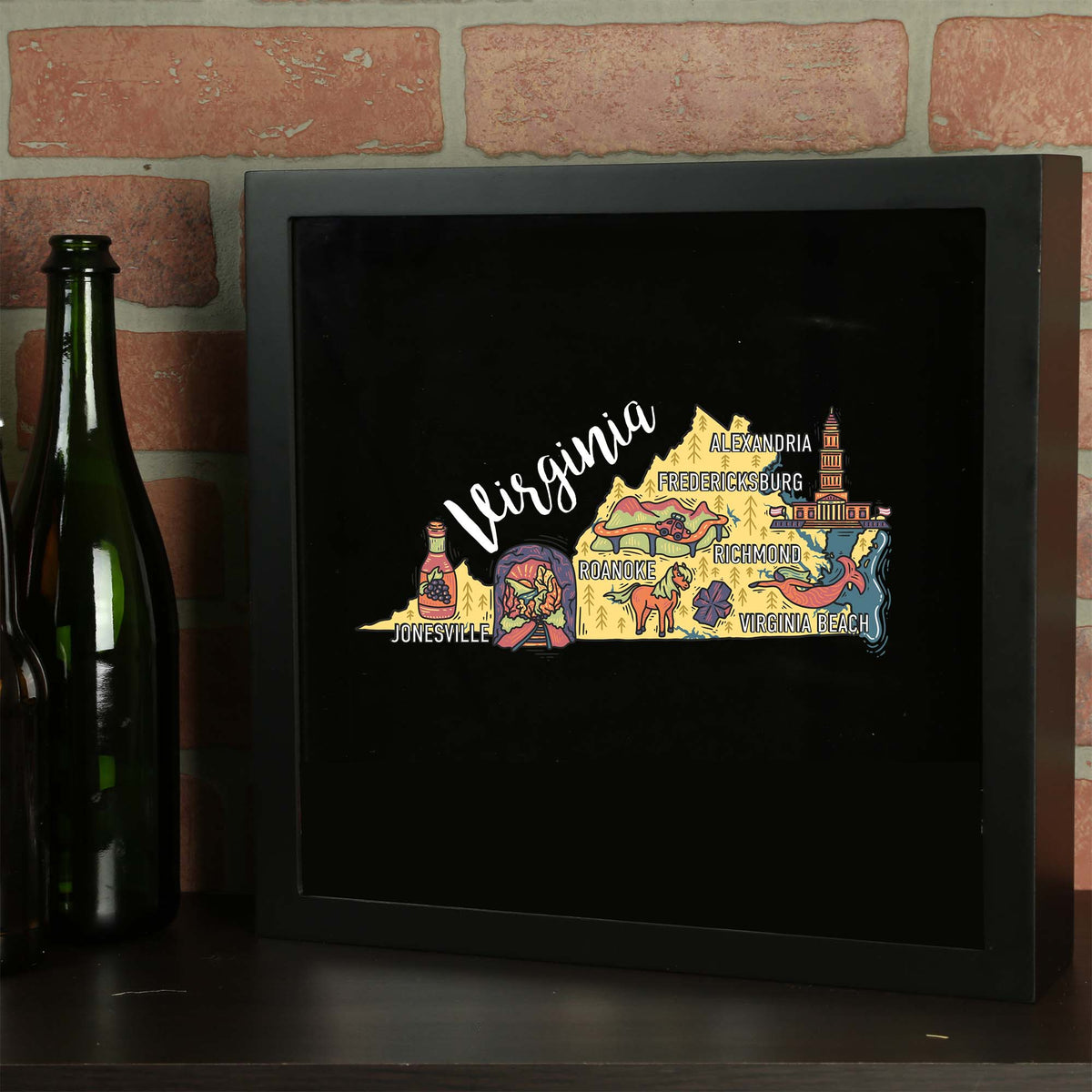 Torched Products Barware State Map Design Shadow Box