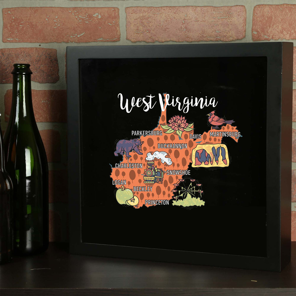 Torched Products Barware State Map Design Shadow Box